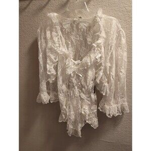 S.G. for Escante Lingerie White Lace Jacket, Negligee and String Panties NWT XL